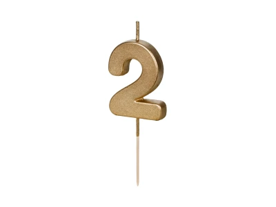 Auksinė gimtadienio žvakutė "2"