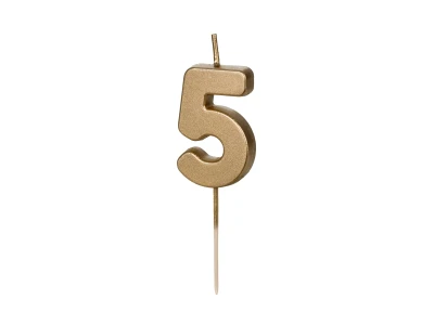 Auksinė gimtadienio žvakutė "5"