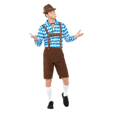 Bavariškas vyriškas kostiumas mėlynai rudas