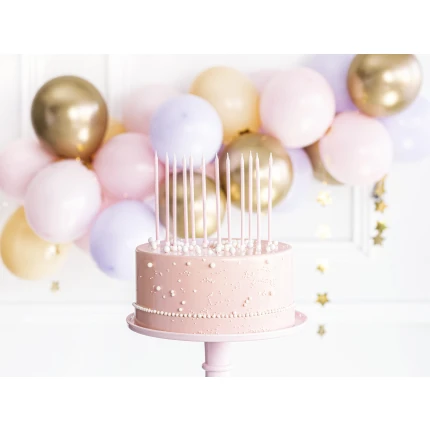 Ilgos gimtadienio žvakutės, rožinės (12 vnt.)