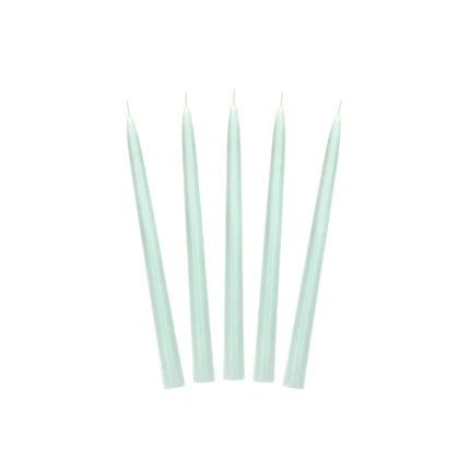 Ilgos stalo žvakės šviesiai žalios spalvos (24cm/10vnt)