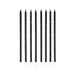 Black Long Birthday Candles with Gold Decor (8 pcs.)