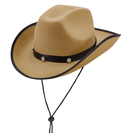 Kreminė kaubojaus skrybelė su virvele