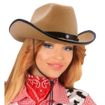 Cream Cowboy Hat with Chin Cord