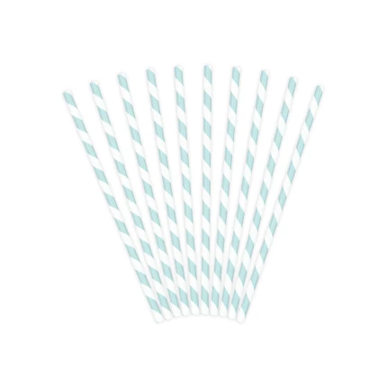 Melsvi - balti popieriniai šiaudeliai (10 vnt./19,5 cm)