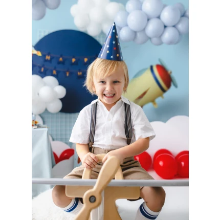 Mėlynos gimtadienio kepuraitės Žvaigždės (8 vnt.)