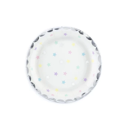 Popierinės lėkštutės Vienaragio žvaigždutės (6 vnt./18 cm)