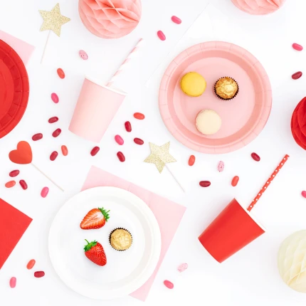 Raudoni vienkartiniai puodeliai (6 vnt/ 220 ml)