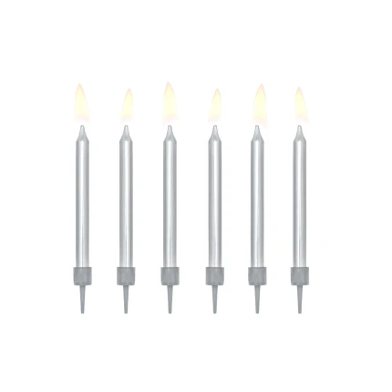 Sidabrinės gimtadienio žvakutės (6 vnt.)