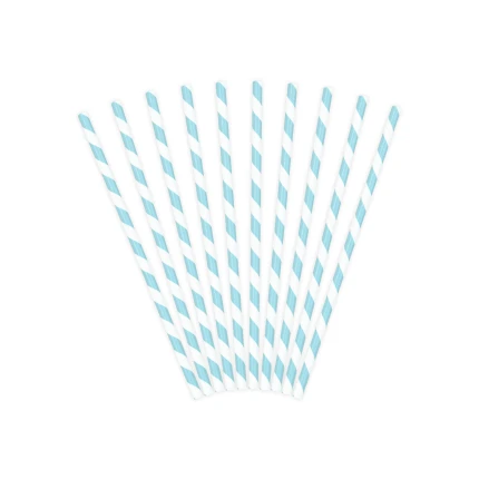 Šviesiai žalsvi - balti popieriniai šiaudeliai (10 vnt./19,5 cm)