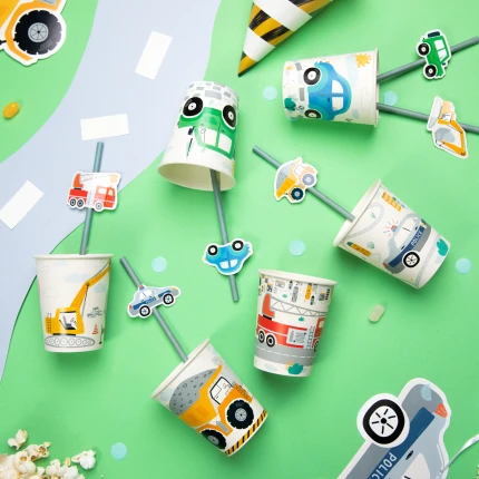 Vienkartiniai puodeliai Automobiliai (6 vnt/ 220 ml)