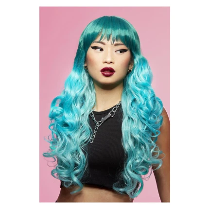 Teal Mermaid Long Wavy Wig