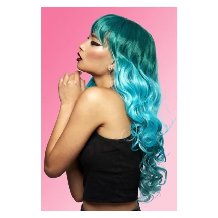 Teal Mermaid Long Wavy Wig