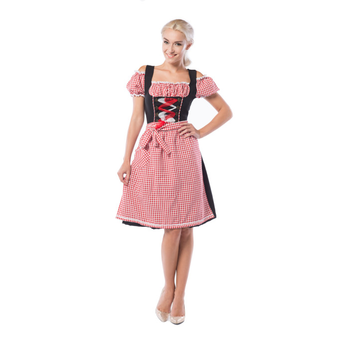 Bavariška juodai raudona Oktoberfesto suknelė moterims - Image 1