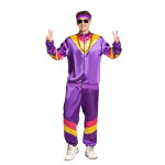 Violetinis 80-ųjų sportinis kostiumas su aksesuarais