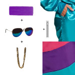 80-ųjų žydras sportinis kostiumas su aksesuarais - Image 4