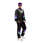 80-ųjų juodas sportinis kostiumas su aksesuarais