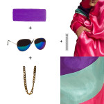 80-ųjų rožinis sportinis kostiumas su aksesuarais - Image 6