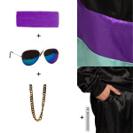 80-ųjų juodas sportinis kostiumas su aksesuarais - Image 3