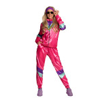 80-ųjų rožinis sportinis kostiumas su aksesuarais