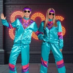 80-ųjų žydras sportinis kostiumas su aksesuarais - Image 8