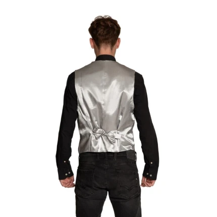 Silver Waistcoat with Bow Tie