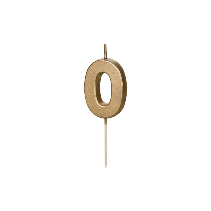 Auksinė gimtadienio žvakutė "0"