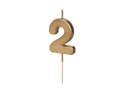 Auksinė gimtadienio žvakutė "2"