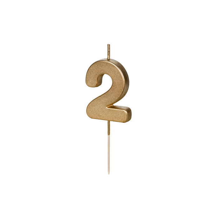 Auksinė gimtadienio žvakutė "2"