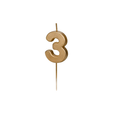 Auksinė gimtadienio žvakutė "3"