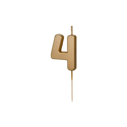 Auksinė gimtadienio žvakutė "4"