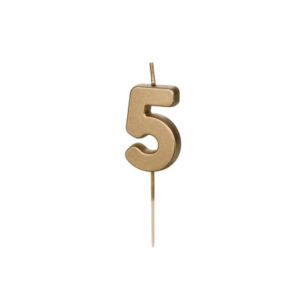 Auksinė gimtadienio žvakutė "5"