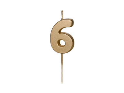 Auksinė gimtadienio žvakutė "6"