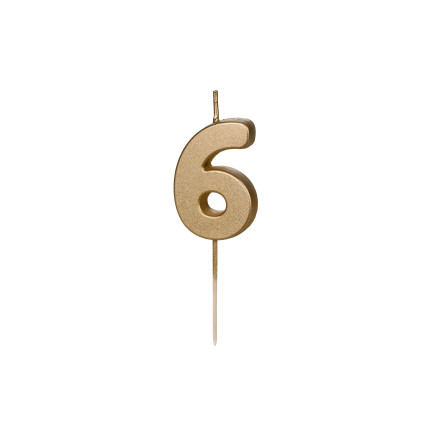 Auksinė gimtadienio žvakutė "6"