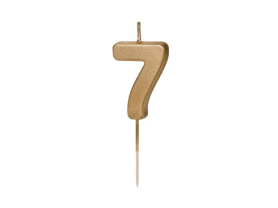 Auksinė gimtadienio žvakutė "7"