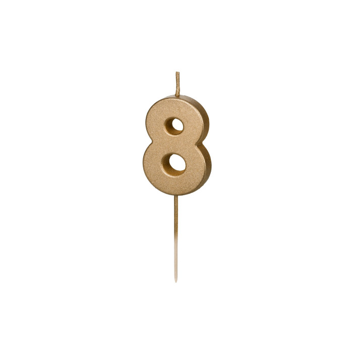 Auksinė gimtadienio žvakutė "8"