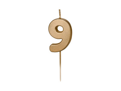 Auksinė gimtadienio žvakutė "9"