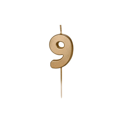 Auksinė gimtadienio žvakutė "9"