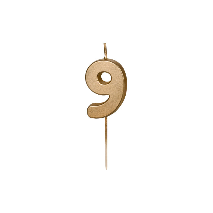 Auksinė gimtadienio žvakutė "9"