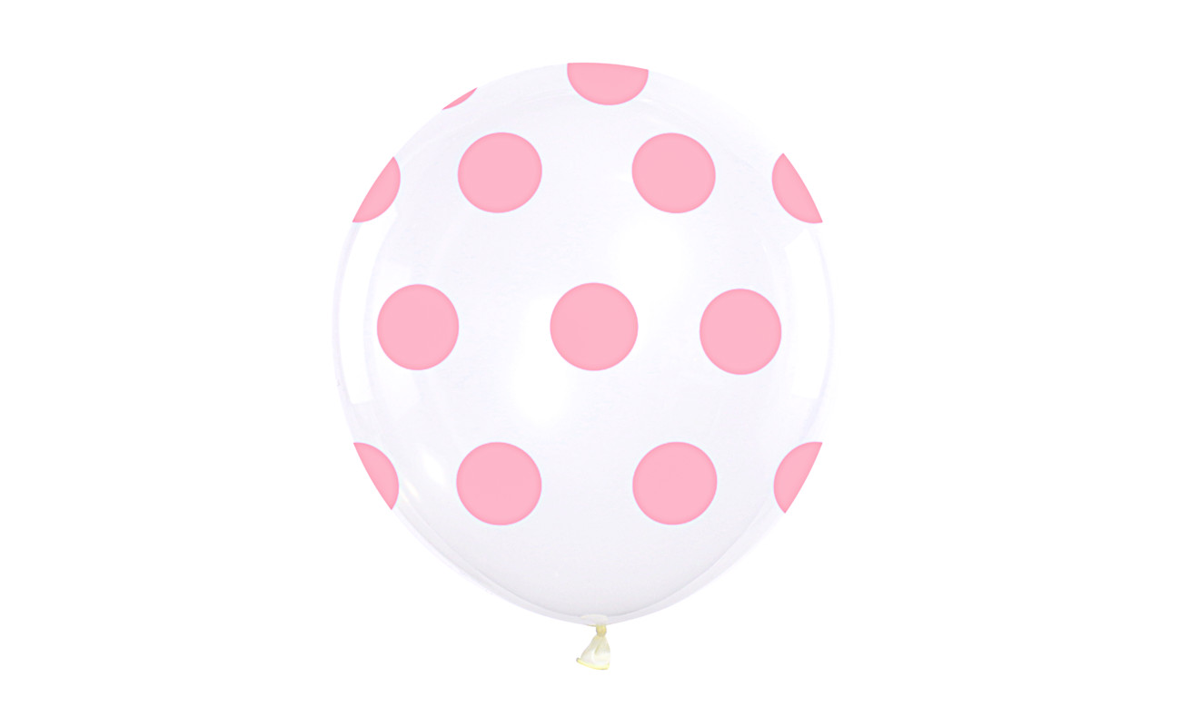 Balionas, permatomas su rožiniais taškeliais (30 cm)