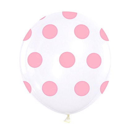 Balionas, permatomas su rožiniais taškeliais (30 cm)