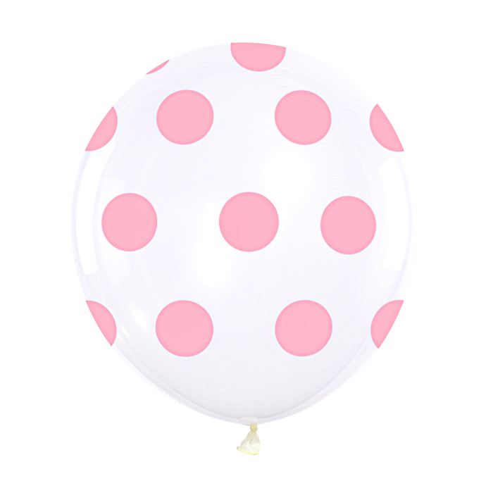 Balionas, permatomas su rožiniais taškeliais (30 cm)