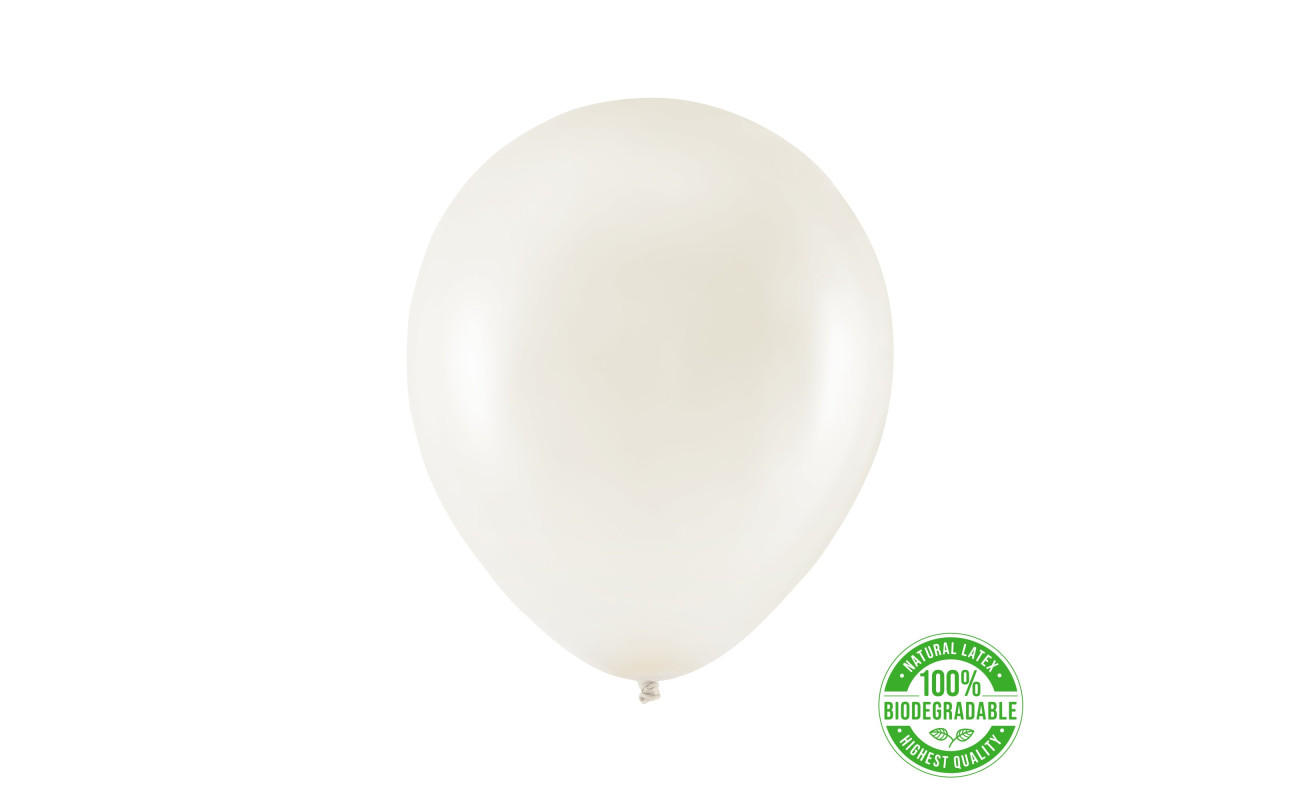 Eco balionas, metalizuotas perlo baltumo (30 cm)
