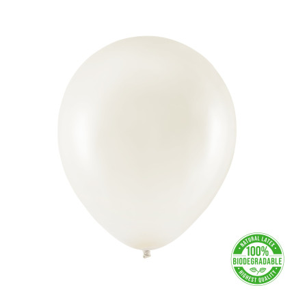 Eco balionas, metalizuotas perlo baltumo (30 cm)