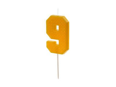 Geltona gimtadienio žvakutė "9"