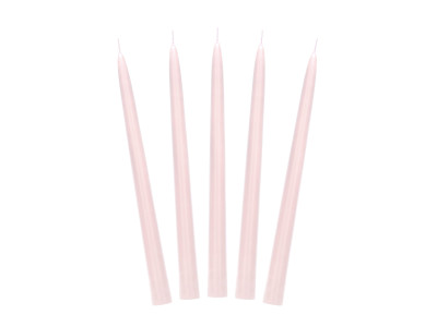 Ilgos stalo žvakės pelenų rožės spalvos (24cm/10vnt)