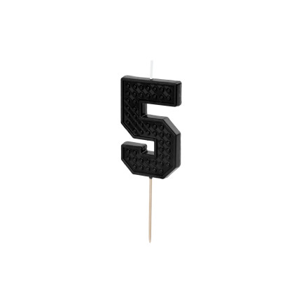 Juoda gimtadienio žvakutė "5"
