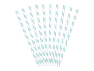 Melsvi - balti popieriniai šiaudeliai (10 vnt./19,5 cm)