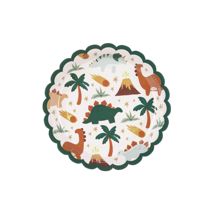 Popierinės lėkštutės Dinozaurai (6 vnt./18 cm)