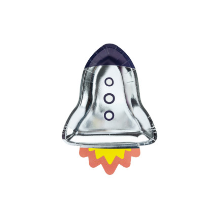Popierinės lėkštutės Kosmoso raketa (6 vnt./21.5x29.5cm)